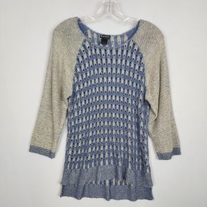 New Direction Blue Grey Knit Shirt Sz Large